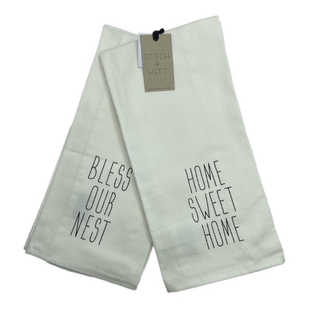 Home Essentials“Bless Our Nest & Home Sweet Home” Kitchen Towels NWT